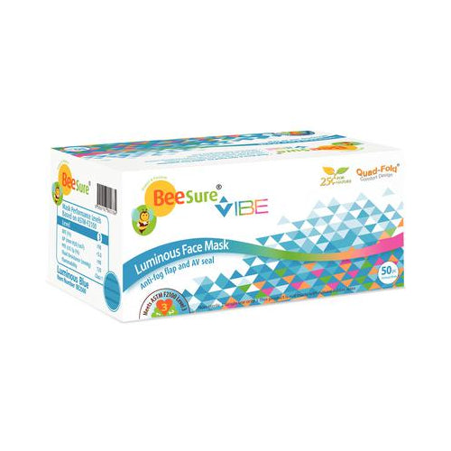 Cranberry BE2500 BeeSure Vibe Earloop Face Masks ASTM 3 Luminous Blue 50/Bx Cranberry BE2500 BeeSure Vibe Earloop Face Masks ASTM 3 Luminous Blue 50/Bx